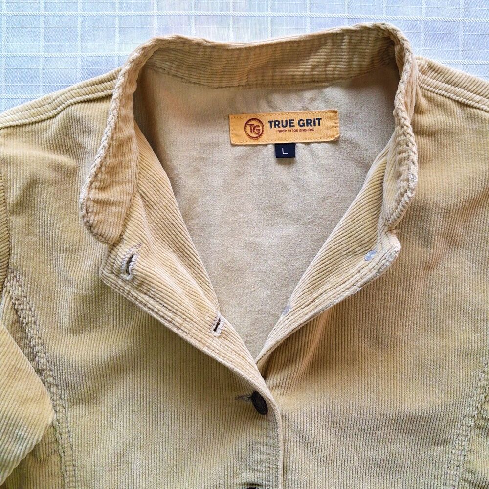True Grit Ladies Stretch Cord Campaign Jacket Tan Mustard Size L - Picture 4 of 12